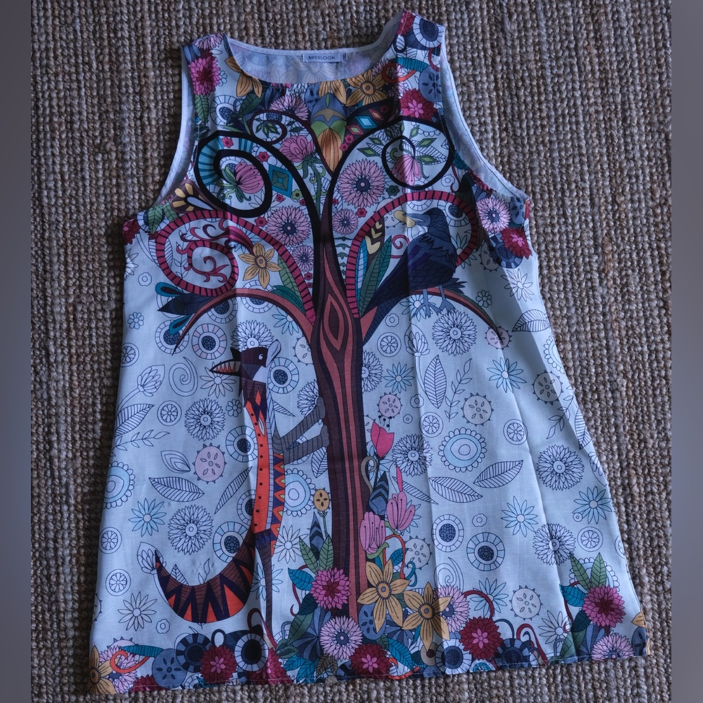 MISSLOOK Multicolor Floral and Fox Pattern Dress